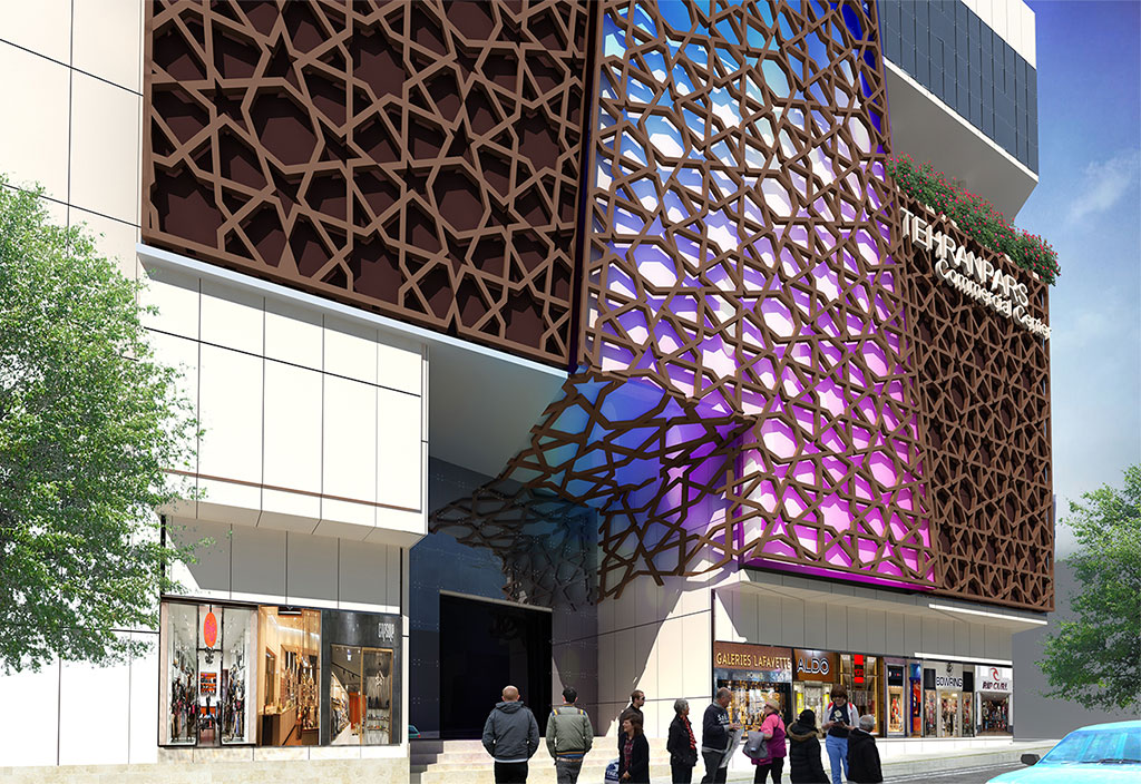 طراحی نمای مرکز تجاری تهران پارس